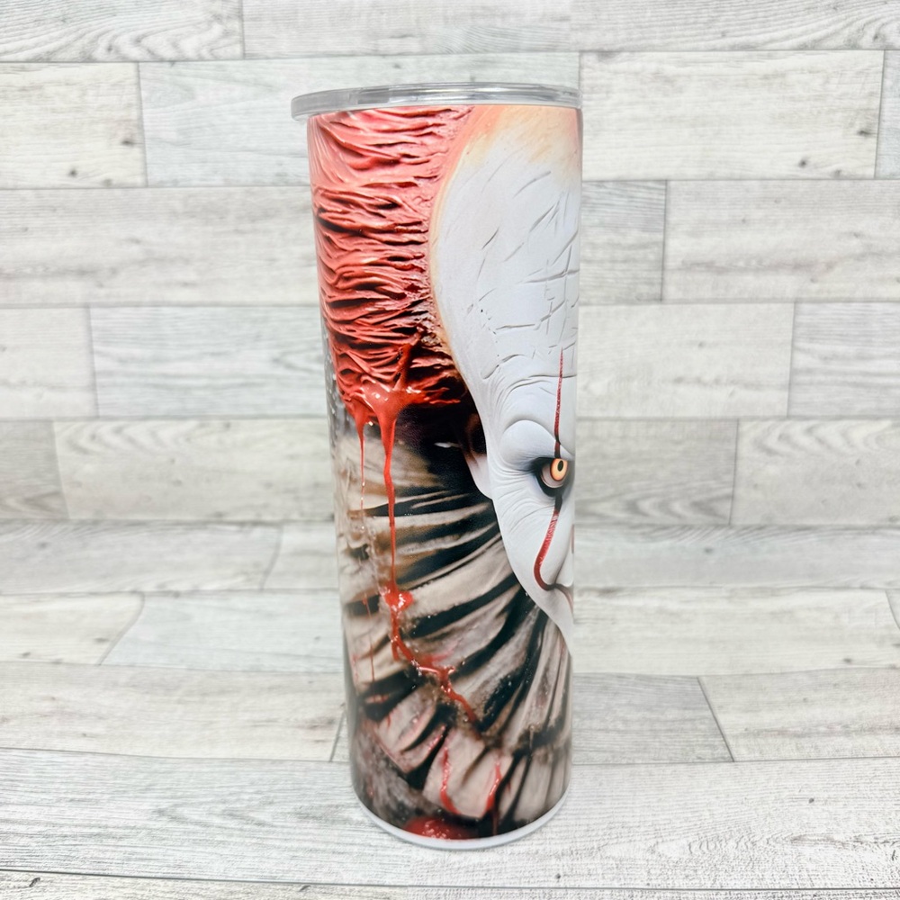 NEW- “Pennywise” GLOW IN THE DARK 20oz Stainless Steel Tumbler Hot/Cold Drinks - Picture 5 of 7